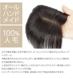 総手植え ヘアピース 人毛ウィッグ トップカバー つむじ トップヘアピース