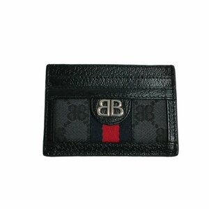 新品同様 BALENCIAGA×GUCCI バレンシアガ×グッチ BBライン ハッカープロジェクト カードケース パスケース 680386 ブラック ◆