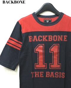 S【BACK BONE THE BASIS FOOT BALL T-SHIRT BB09SS-C100K NAVY/RED バックボーン フットボールTシャツ カットソー BACKBONE Tシャツ】