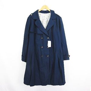 未使用品 オリーブデオリーブ OLIVE des OLIVE トレンチコート アウター 長袖 ロング丈 大きいサイズ 10L ネイビー ※EKM レディース