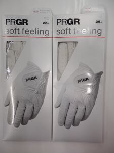 ■PRGR Soft Feeling GLOVE プロギア ソフトフィーリング メンズグローブ x 2枚【26cm/WH】『柔らかいのにやぶれにくい』PG-119