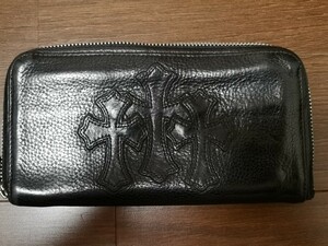 CHROME HEARTS　クロムハーツ　長財布　3セメタリー　クロスパッチ　ラウンドファスナー　ロング　ウォレット　インボイス　付属　美品