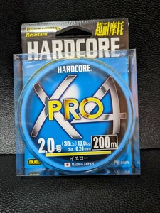 15 DUEL (デュエル) HARDCORE (ハードコア) PEライン 2号 HARDCORE X4 PRO 200m イエロー H3870-Y