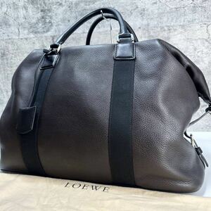 【極美品/希少】LOEWE●ロエベ ボストンバッグ アナグラム ロゴ 旅行バッグ 大容量 レザー メンズ ゴルフバッグ 出張 旅行 本革