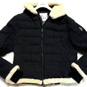 極美品/希少XL●モンクレール【BARRHORN リアルムートン ロゴワッペン】ダウンジャケット ブルゾン ボア MONCLER GRENOBLE グレー系 03