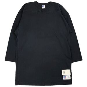 80s USA製 RUSSELL ATHLETIC 無地 ブラック XL フットボール Tシャツ 7部丈 シンプル ラッセルアスレチック ラッセル ヴィンテージ