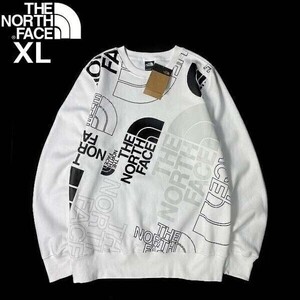 1円～!売切!【正規新品】THE NORTH FACE◆GRAPHIC INJECTION CREW プルオーバー トレーナー US限定 レア グラフィック(XL)白 181130-B-28