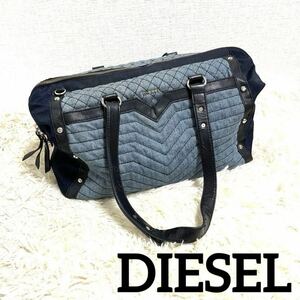 DIESEL ディーゼル ボストンバッグ ハンドバッグ デニム生地 レザー