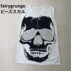 fairygrunge ビーズ スカル ノースリーブ Tシャツ フリー