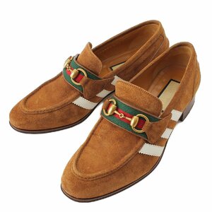 【グッチ】Gucci　アディダスコラボ ホースビット ローファー シューズ 702234 ブラウン 37 1/2 【中古】【正規品保証】212476