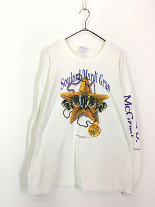 古着 90s Soulard Mardi Gras 星 スター 仮面 イベント 長袖 Tシャツ ロンT XL 古着