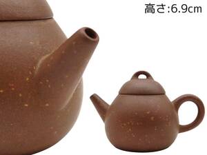 時代物 茶道具 施釉陶 骨董品 古玩 朱泥紫砂 梨皮 煎茶 朱泥急須 茶壺 幅:10.7×6.8cm GY-61