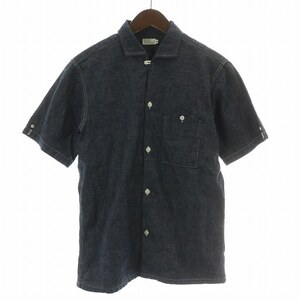 ウエアハウス WAREHOUSE Chambray Work Shirts シャンブレーワークシャツ カジュアルシャツ 半袖 ホリゾンタイルカラー 38 M 紺