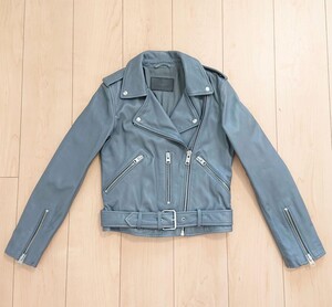 UK6 美品 ALLSAINTS BALFERN BIKER オールセインツ レザージャケット ダブル ライダースジャケット バイカージャケット ALL SAINTS グレー