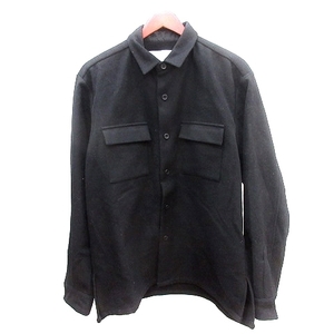 アイボリーコート ivory court シャツジャケット オーバーサイズ ウール 長袖 L 黒 ブラック /AU メンズ