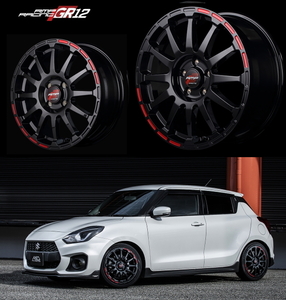 [業販限定販売] [新品] [16インチ] [RMP RACING GR12] [6J+43] [195/65R16] [トヨタ - ライズ] [MID] [クリスタルブラック(レッド)]