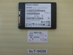 管理番号　T-04266 / SSD / WesternDigital / 2.5インチ / SATA / 500GB / ゆうパケット発送 / データ消去済み / ジャンク扱い