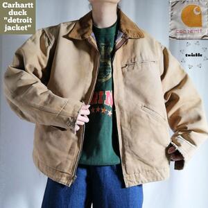 古着 希少 ビンテージ Carhartt カーハート ダックジャケット デトロイトジャケット ワークジャケット ベージュ 茶色 メンズＬ 705