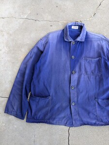 色落ち◎ 60〜70s フレンチチャイナ コットンツイルジャケット vintage french ユーロ　 カバーオール ジャケット ヴィンテージ XL