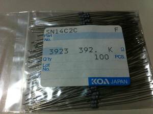 KOA SN14C2C 1/4w　392KΩ F ±1％ 100本1袋 (16)
