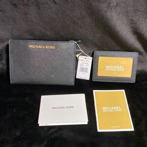 新品 MICHAEL KORS マイケルコース 折り財布 財布 カードケース 折り畳み財布 コンパクト財布 ミニウォレット コンパクト 黒 ブラック