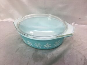 OLD PYREX オールド パイレックス USA製 アメリカ製 スノーフレーク オーバルキャセロール グラタン皿 両手鍋 アンティーク レトロ 食器