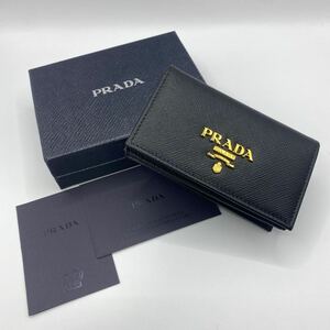 ★新品未使用★正規品★PRADA(プラダ)/イタリア製/本革/レザー/カードケース/名刺入れ/ブラック×ゴールド/1MC122