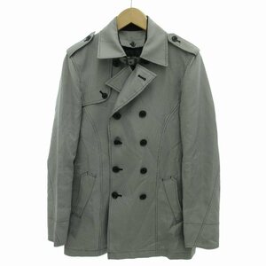 ミッシェルクランオム M.K HOMME ダブルチェスターコート 千鳥格子 ネックベルト 46 S 白 ホワイト 黒 ブラック /FF 0816 ■GY31 メンズ