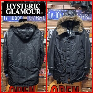 定価9万　HYSTERIC GLAMOUR ヒステリックグラマー　袖レザー　プリマロフト　エアフォース　N-3B フライトジャケット　Ｍ　ブラック