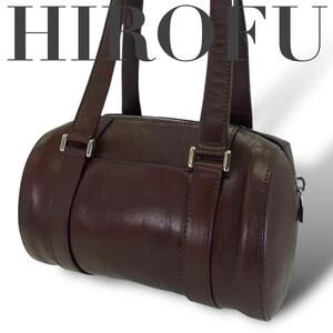 極美品　HIROFU ヒロフ　ハンドバッグ　ボストンバッグ　レザー　ブラウン