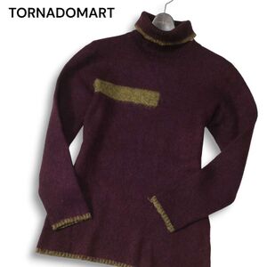 Y2K 00s★ TORNADOMART トルネードマート 秋冬★ モヘヤ タートルネック セーター ニット Sz.S~M位 メンズ　I4T04056_C#K