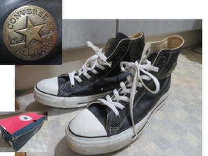 80s90s希少激レア箱付USA製　レザー黒　CONVERSE ALL STAR　HI　BLK　LEATHER　CR　10110 コンバース オールスターハイカット　スニーカー