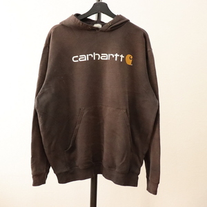 U169 2000年代製 Carhartt カーハート スウェットパーカー■00s 表記Lサイズ ブラウン フーディー アメカジ ストリート 古着 激安 希少