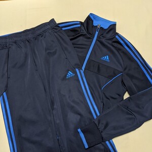 ☆AJ1 ● 訳有 adidas アディダス レディース XS ジャージ 上下 セット 紺 ネイビー スポーツ ウェア トレーニング フィットネス