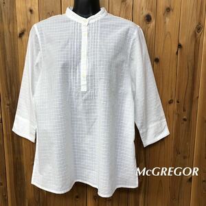 McGREGOR＊マクレガー レディースL 長袖シャツ ハーフボタン トップス コットンシャツ バンドカラー チェック カジュアル 古着 日本製