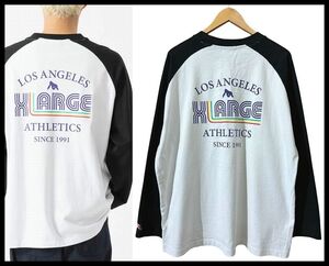 送無 G② XL 美品 XLARGE エクストララージ ATHLETICS RAGLAN TEE ヘビーウェイト 天竺 アスレチック ラグラン 長袖 Tシャツ ロンT 白黒