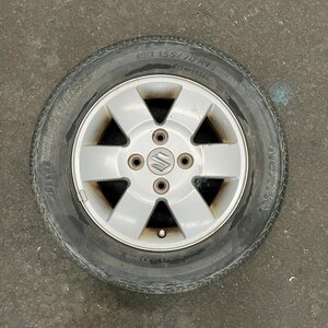 タイヤ付き純正ホイール1本　エブリィワゴン　DA64W　13×4.50B　+50　100　4穴　155/70R13　2020年製　2ミリ