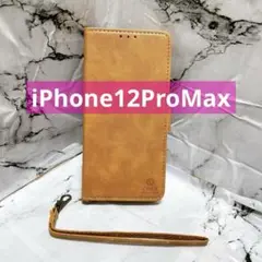 iPhone12ProMax ケース 手帳型 手帳型ケース キャメル 茶色