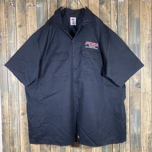 Dickies ワークシャツ PDRA 企業ロゴ　ブラック 3XL アメリカ輸入/ビンテージ/ビックサイズ/古着/古着卸