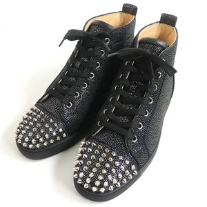 未使用品□クリスチャンルブタン 3191118 LOU SPIKES ORLATO FLAT SUEDE スパイクスタッズ レザー ハイカットスニーカー 黒 41 イタリア製