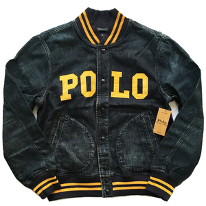 【定価￥66000】ポロ ラルフローレンRalph Lauren ロゴスタジアムDENIMジャケット Mサイズ INDIGO ネイビーイエロー新品 VARSITY