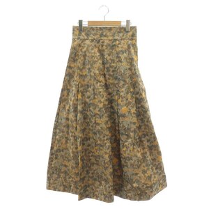 サイ SCYE Chine a la branche Maxi Length Skirt フレアスカート ロング マキシ丈 タック 総柄 36 茶色 マルチカラー /ES レディース