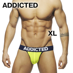 ADDICTED【平置き39cm ケツワレ】アディクティッド ケツワレ ジョックストラップ jockstrap 蛍光黄色 XLサイズ