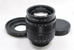 ★新品未使用品★Fujian CCTV 50mm F1.4 ブラック Nikon ニコン C-N1 ミラーレス Cマウントレンズ★マウントアダプター