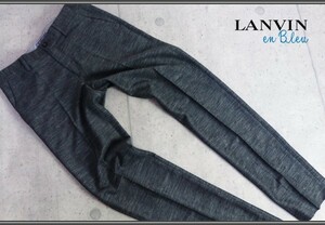 新品 ランバン オン ブルー 春夏 リネン混 スラックス46/S/灰 定価3万円/LANVIN en Bleu/