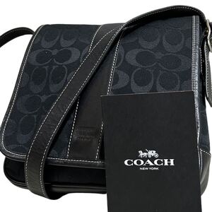 1円〜【入手困難品】定価10万円 コーチ COACH ショルダーバッグ メッセンジャーバッグ ボディバッグ レザー ブラック 黒 メンズ レディース