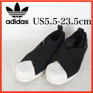 OK0422*adidas*アディダス*キッズスリッポンシューズ*US5.5-23.5cm*黒