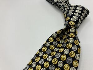 VERSACE　ヴェルサーチ　全面ロゴ柄 ネクタイ 3本以上 送料無料 メンズ ブラック　0103082