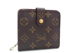 1円 LOUIS VUITTON ルイヴィトン M61667 モノグラム コンパクトジップ 二つ折り 財布 ウォレット 札入れ 小銭入れ ブラウン系 FE7345