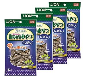 ライオン (LION) ペットキッス (PETKISS) ネコちゃんの歯みがきおやつ にぼし フィッシュ 12g×4個(まとめ買い